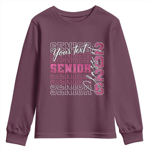 Personalized Senior 2026 Youth Sweatshirt Custom Text Class Of 2026 Graduation Glitter Print TS11 Maroon Print Your Wear