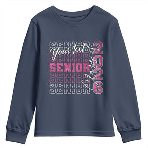 Personalized Senior 2026 Youth Sweatshirt Custom Text Class Of 2026 Graduation Glitter Print TS11 Navy Print Your Wear