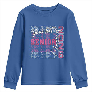 Personalized Senior 2026 Youth Sweatshirt Custom Text Class Of 2026 Graduation Glitter Print TS11 Royal Blue Print Your Wear