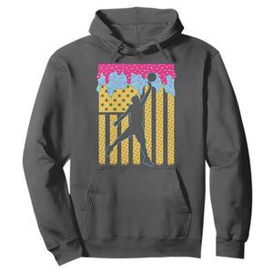 Basketball Ice Cream Drip American Flag Youth Players Hoodie TS11 Dark Heather Print Your Wear