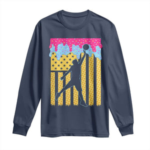 Basketball Ice Cream Drip American Flag Youth Players Long Sleeve Shirt TS11 Navy Print Your Wear
