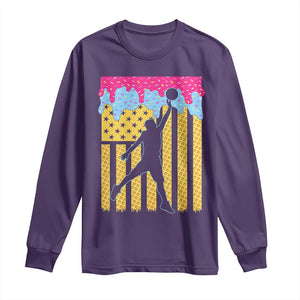 Basketball Ice Cream Drip American Flag Youth Players Long Sleeve Shirt TS11 Purple Print Your Wear