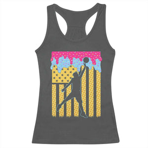 Basketball Ice Cream Drip American Flag Youth Players Racerback Tank Top TS11 Dark Heather Print Your Wear