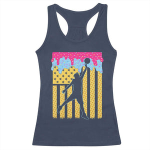 Basketball Ice Cream Drip American Flag Youth Players Racerback Tank Top TS11 Navy Print Your Wear