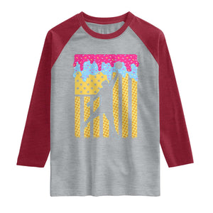 Basketball Ice Cream Drip American Flag Youth Players Raglan Shirt TS11 Heather Gray Heather Red Print Your Wear