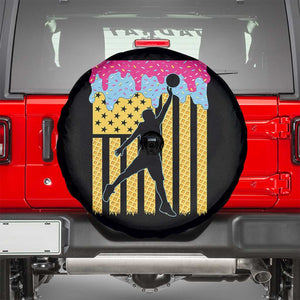 Basketball Ice Cream Drip American Flag Youth Players Spare Tire Cover TS11 Black Print Your Wear