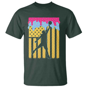 Basketball Ice Cream Drip American Flag Youth Players T Shirt TS11 Dark Forest Green Print Your Wear