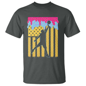 Basketball Ice Cream Drip American Flag Youth Players T Shirt TS11 Dark Heather Print Your Wear
