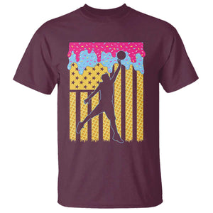 Basketball Ice Cream Drip American Flag Youth Players T Shirt TS11 Maroon Print Your Wear