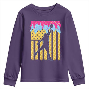 Basketball Ice Cream Drip American Flag Youth Players Youth Sweatshirt TS11 Purple Print Your Wear