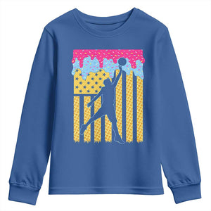 Basketball Ice Cream Drip American Flag Youth Players Youth Sweatshirt TS11 Royal Blue Print Your Wear