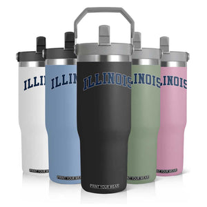 Illinois Sports Fan Vintage Bold Throwback IL State Flip Straw Tumbler TS11 Print Your Wear