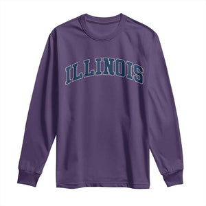 Illinois Sports Fan Vintage Bold Throwback IL State Long Sleeve Shirt TS11 Purple Print Your Wear