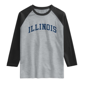 Illinois Sports Fan Vintage Bold Throwback IL State Raglan Shirt TS11 Heather Gray Black Print Your Wear