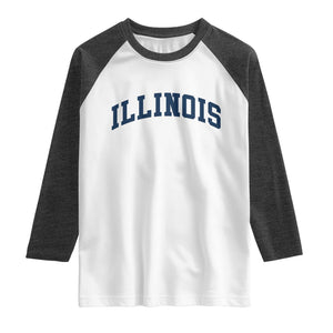 Illinois Sports Fan Vintage Bold Throwback IL State Raglan Shirt TS11 White Heather Charcoal Print Your Wear