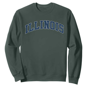 Illinois Sports Fan Vintage Bold Throwback IL State Sweatshirt TS11 Dark Forest Green Print Your Wear