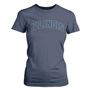 Illinois Sports Fan Vintage Bold Throwback IL State T Shirt For Women TS11 Navy Print Your Wear