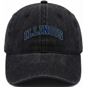 Illinois Sports Fan Vintage Bold Throwback IL State Washed Cotton Baseball Cap TS11 Print Your Wear