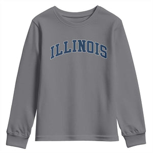 Illinois Sports Fan Vintage Bold Throwback IL State Youth Sweatshirt TS11 Charcoal Print Your Wear