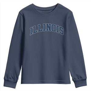 Illinois Sports Fan Vintage Bold Throwback IL State Youth Sweatshirt TS11 Navy Print Your Wear