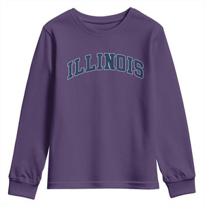 Illinois Sports Fan Vintage Bold Throwback IL State Youth Sweatshirt TS11 Purple Print Your Wear