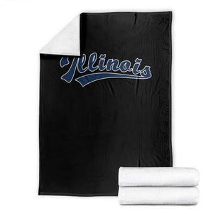 Illinois Varsity Script Classic Sports Jersey Style Throw Blanket TS11 Black Print Your Wear