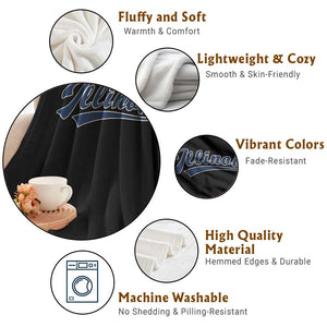 Illinois Varsity Script Classic Sports Jersey Style Throw Blanket TS11 Print Your Wear