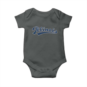 Illinois Varsity Script Classic Sports Jersey Style Baby Onesie TS11 Dark Heather Print Your Wear