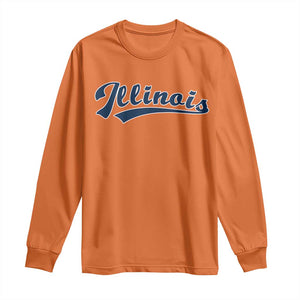 Illinois Varsity Script Classic Sports Jersey Style Long Sleeve Shirt TS11 Orange Print Your Wear