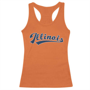Illinois Varsity Script Classic Sports Jersey Style Racerback Tank Top TS11 Orange Print Your Wear