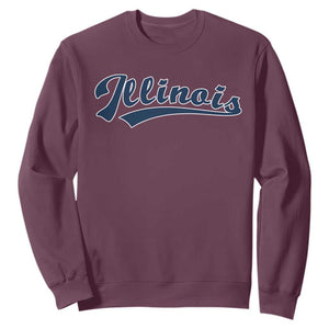 Illinois Varsity Script Classic Sports Jersey Style Sweatshirt TS11 Maroon Print Your Wear
