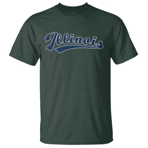 Illinois Varsity Script Classic Sports Jersey Style T Shirt TS11 Dark Forest Green Print Your Wear