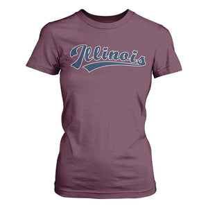 Illinois Varsity Script Classic Sports Jersey Style T Shirt For Women TS11 Maroon Print Your Wear