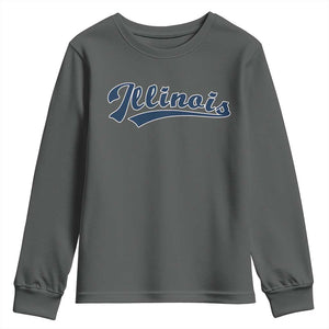 Illinois Varsity Script Classic Sports Jersey Style Youth Sweatshirt TS11 Dark Heather Print Your Wear