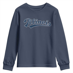 Illinois Varsity Script Classic Sports Jersey Style Youth Sweatshirt TS11 Navy Print Your Wear