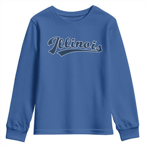 Illinois Varsity Script Classic Sports Jersey Style Youth Sweatshirt TS11 Royal Blue Print Your Wear