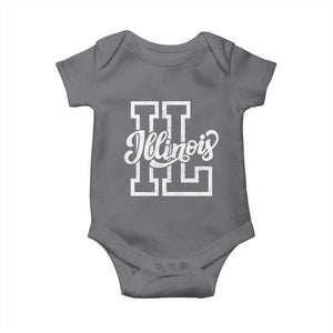 Illinois Sports Fan Baby Onesie Varsity Aesthetic IL State Pride TS11 Charcoal Print Your Wear