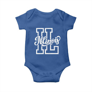Illinois Sports Fan Baby Onesie Varsity Aesthetic IL State Pride TS11 Royal Blue Print Your Wear
