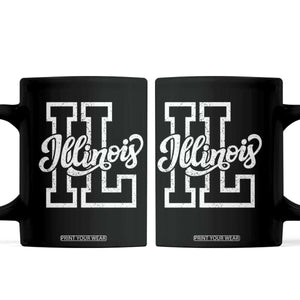 Illinois Sports Fan Coffee Mug Varsity Aesthetic IL State Pride TS11 Black Print Your Wear