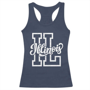 Illinois Sports Fan Racerback Tank Top Varsity Aesthetic IL State Pride TS11 Navy Print Your Wear