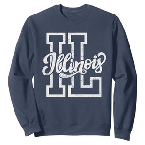 Illinois Sports Fan Sweatshirt Varsity Aesthetic IL State Pride TS11 Navy Print Your Wear