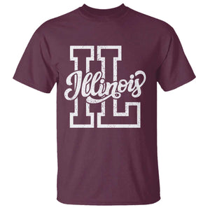 Illinois Sports Fan T Shirt Varsity Aesthetic IL State Pride TS11 Maroon Print Your Wear