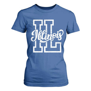 Illinois Sports Fan T Shirt For Women Varsity Aesthetic IL State Pride TS11 Royal Blue Print Your Wear