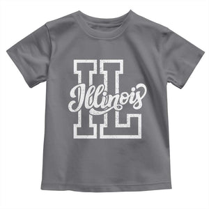 Illinois Sports Fan Toddler T Shirt Varsity Aesthetic IL State Pride TS11 Charcoal Print Your Wear