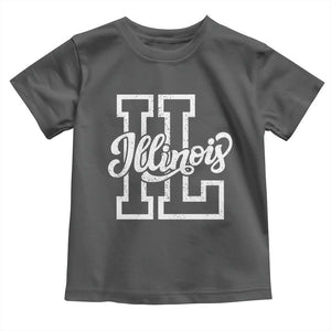 Illinois Sports Fan Toddler T Shirt Varsity Aesthetic IL State Pride TS11 Dark Heather Print Your Wear