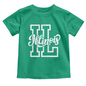 Illinois Sports Fan Toddler T Shirt Varsity Aesthetic IL State Pride TS11 Irish Green Print Your Wear