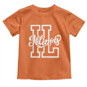 Illinois Sports Fan Toddler T Shirt Varsity Aesthetic IL State Pride TS11 Orange Print Your Wear