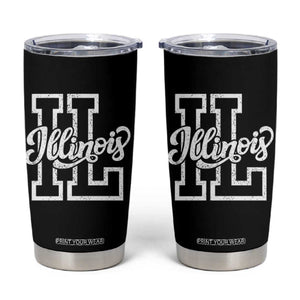Illinois Sports Fan Tumbler Cup Varsity Aesthetic IL State Pride TS11 Black Print Your Wear