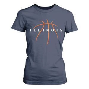 Illinois Fan Basketball Grooves Graphic IL State T Shirt For Women TS11 Navy Print Your Wear
