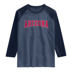 Arizona Sports Fan Vintage Bold Throwback AZ State Raglan Shirt TS11 Heather Denim Navy Print Your Wear